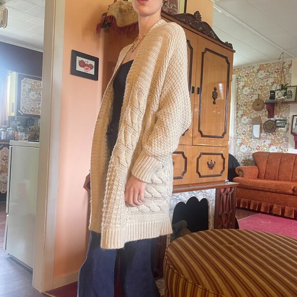 100% Acrylic tan brown button up knitted cardigan! - Picture 7 of 16